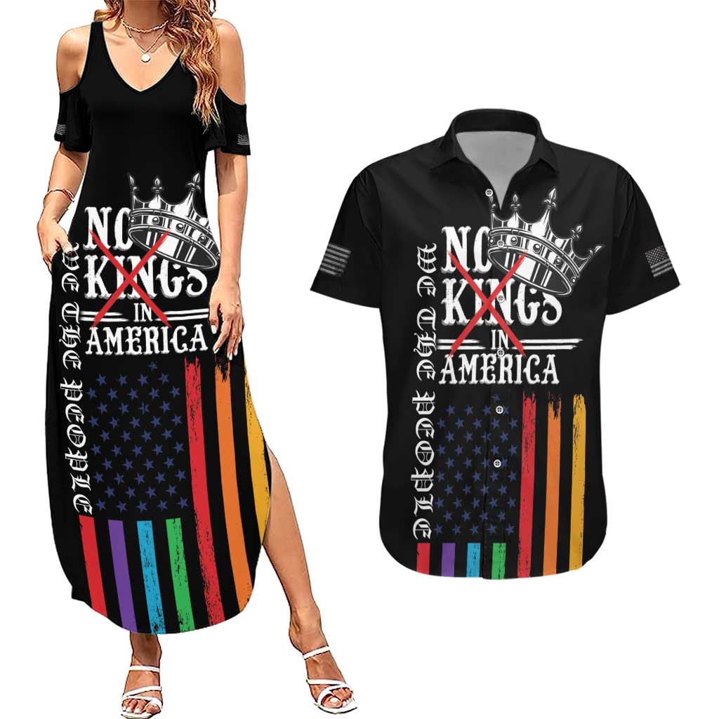 No Kings In America LGBT Couples Matching Summer Maxi Dress and Hawaiian Shirt We the People Say No - Wonder Print Shop