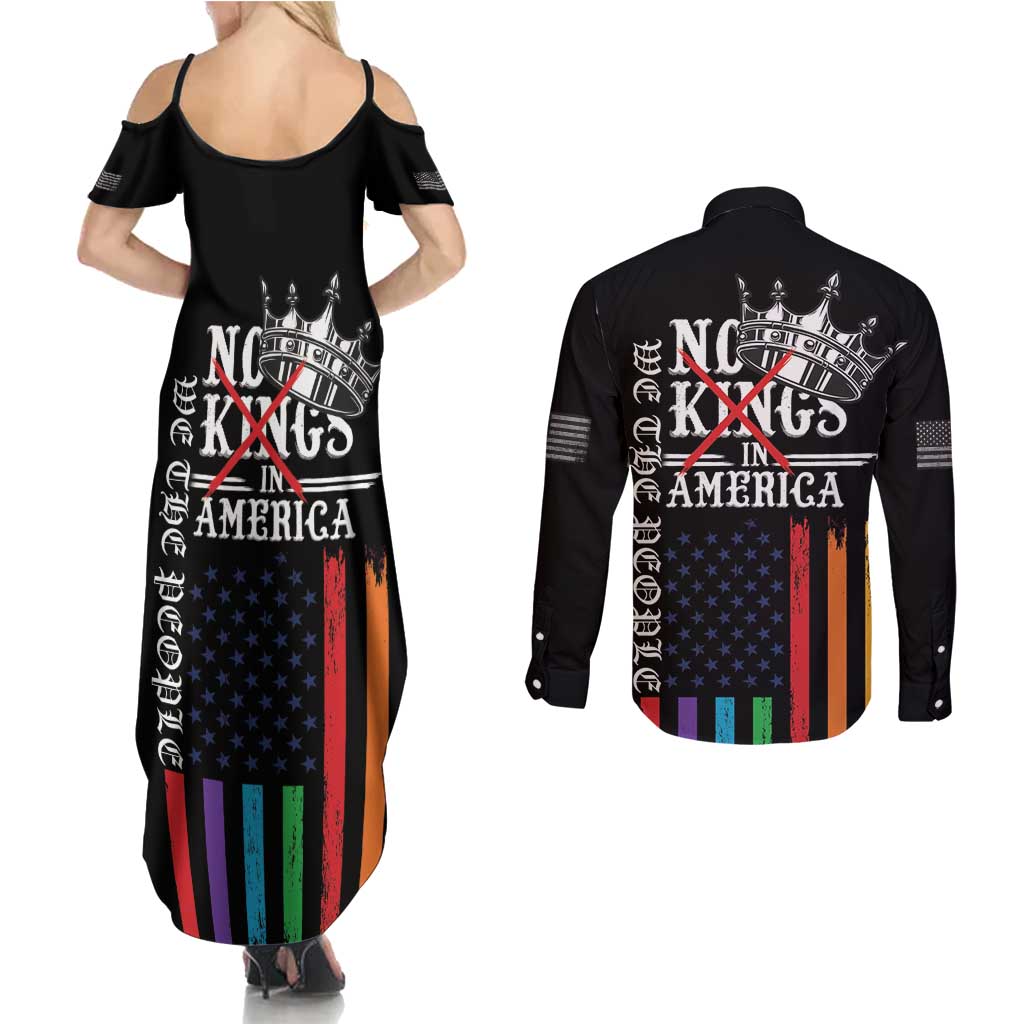 No Kings In America LGBT Couples Matching Summer Maxi Dress and Long Sleeve Button Shirt We the People Say No - Wonder Print Shop