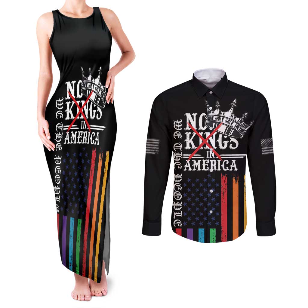 No Kings In America LGBT Couples Matching Tank Maxi Dress and Long Sleeve Button Shirt We the People Say No - Wonder Print Shop