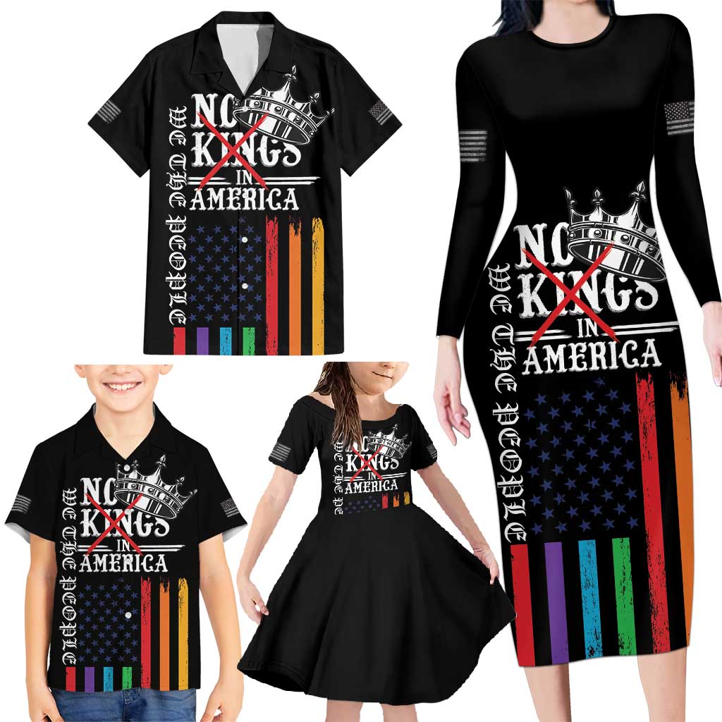 No Kings In America LGBT Family Matching Long Sleeve Bodycon Dress and Hawaiian Shirt We the People Say No - Wonder Print Shop