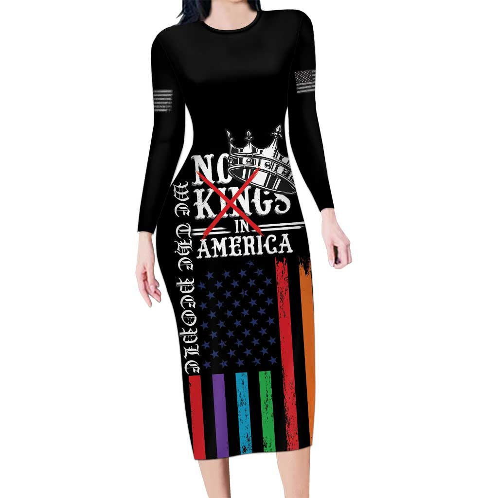 No Kings In America LGBT Family Matching Long Sleeve Bodycon Dress and Hawaiian Shirt We the People Say No - Wonder Print Shop