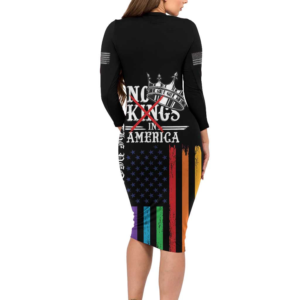 No Kings In America LGBT Family Matching Long Sleeve Bodycon Dress and Hawaiian Shirt We the People Say No - Wonder Print Shop
