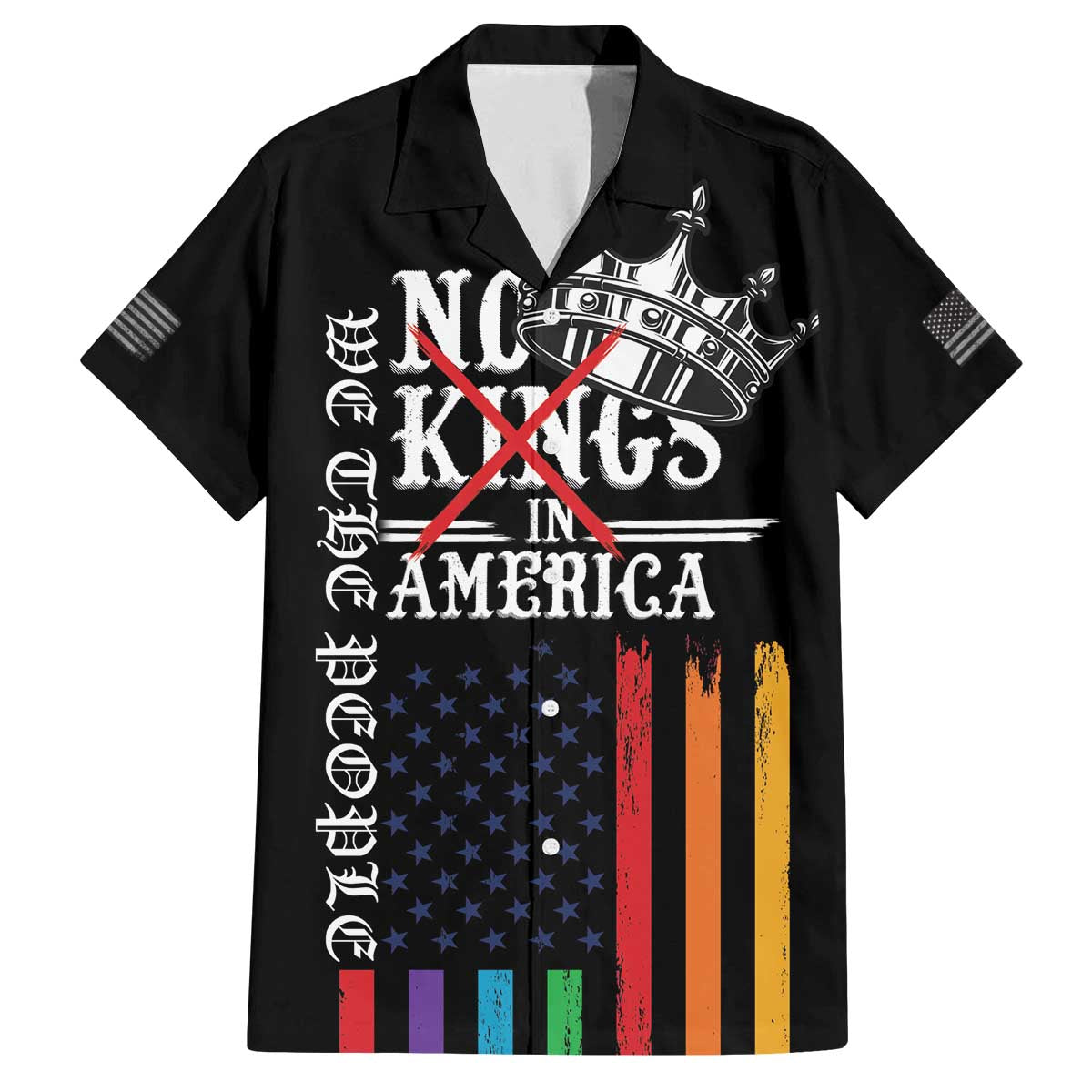 No Kings In America LGBT Family Matching Off The Shoulder Long Sleeve Dress and Hawaiian Shirt We the People Say No - Wonder Print Shop