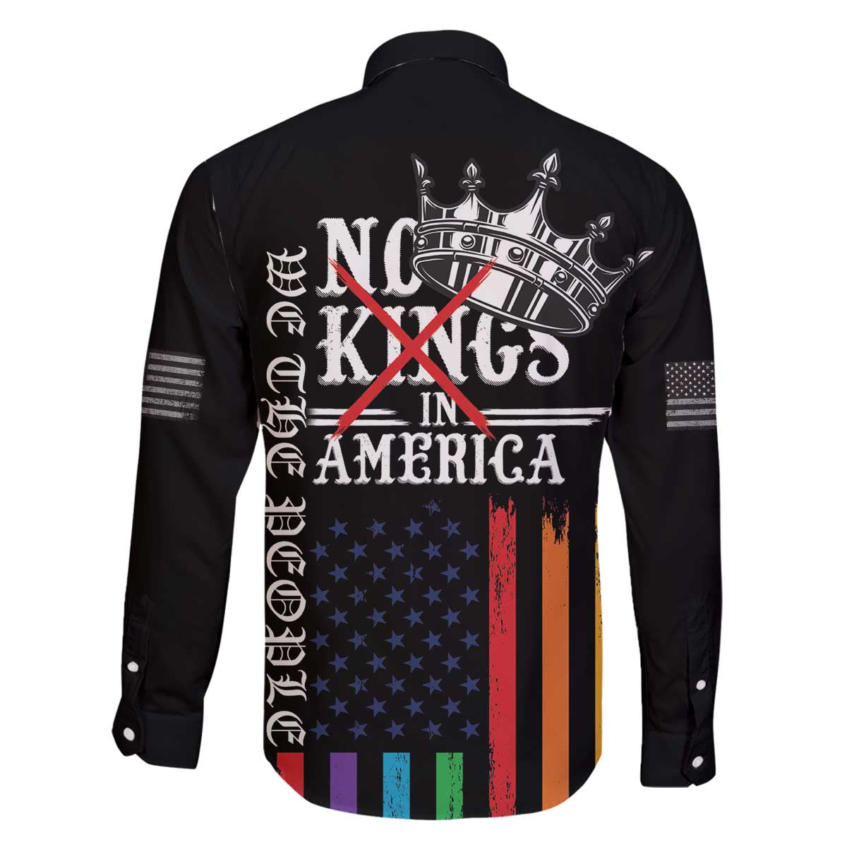 No Kings In America LGBT Family Matching Off The Shoulder Long Sleeve Dress and Hawaiian Shirt We the People Say No - Wonder Print Shop