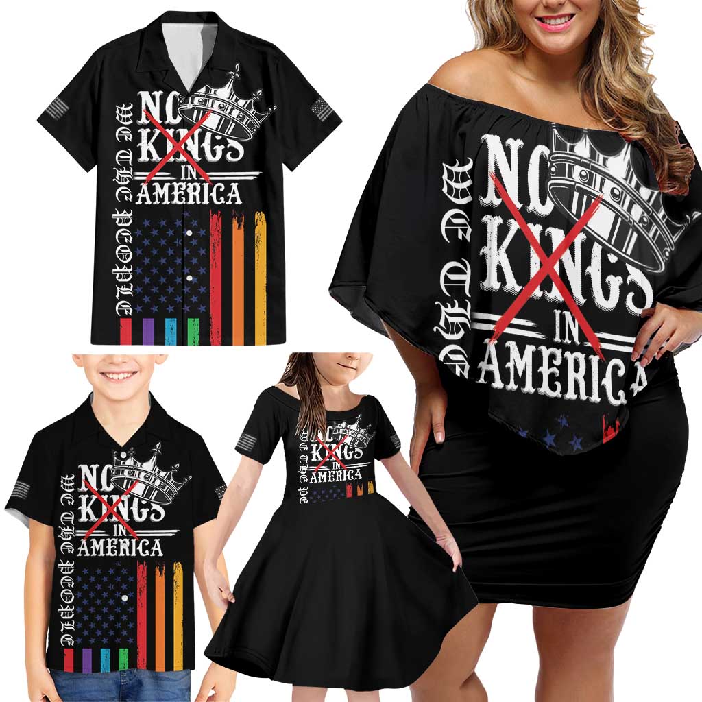 No Kings In America LGBT Family Matching Off Shoulder Short Dress and Hawaiian Shirt We the People Say No - Wonder Print Shop