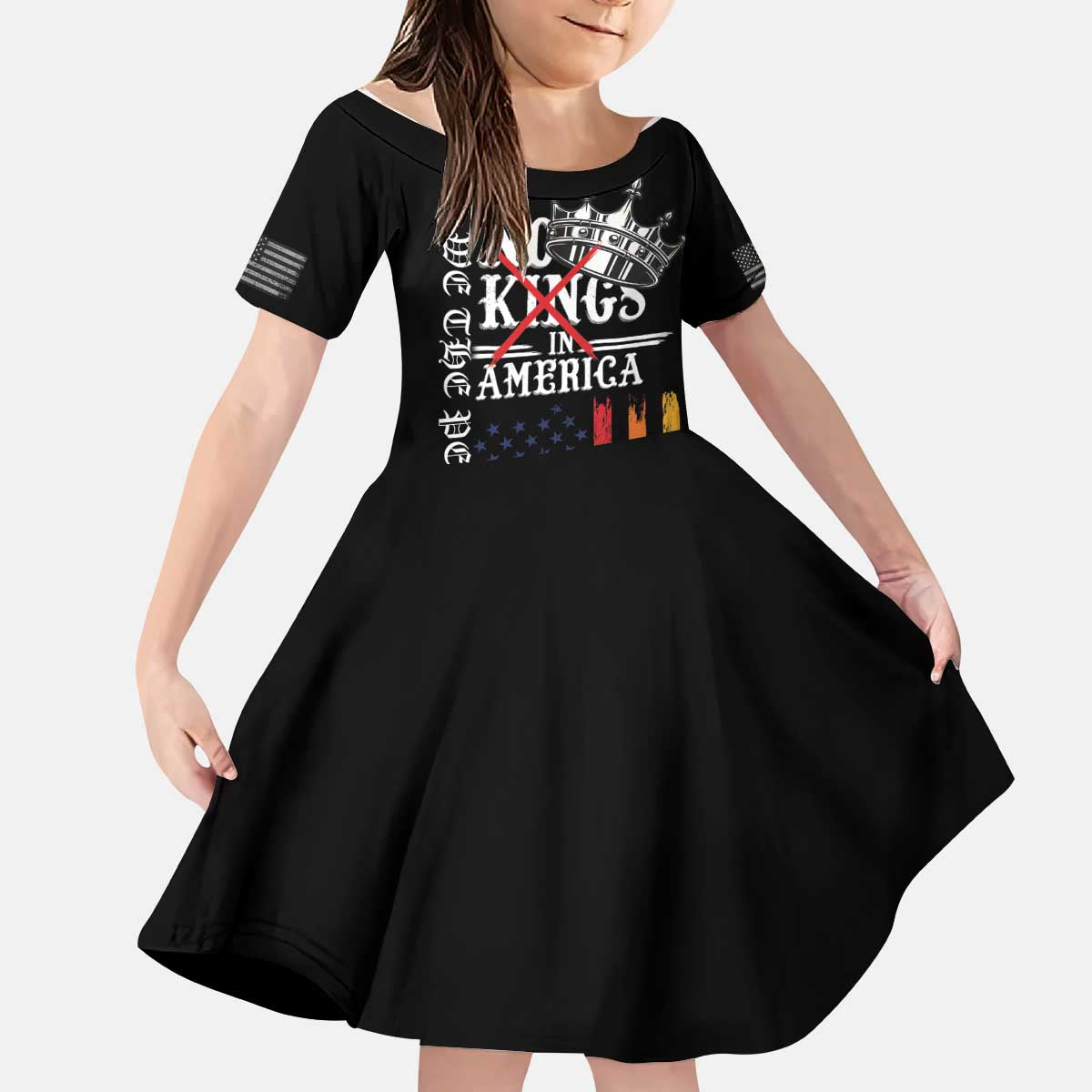 No Kings In America LGBT Kid Short Sleeve Dress We the People Say No - Wonder Print Shop