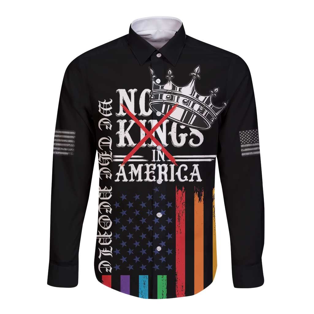 No Kings In America LGBT Long Sleeve Button Shirt We the People Say No - Wonder Print Shop