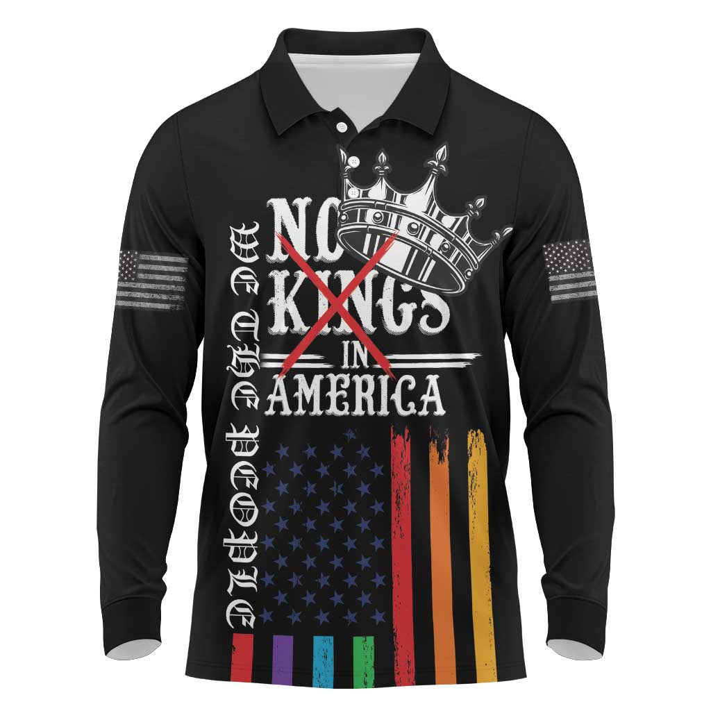 No Kings In America LGBT Long Sleeve Polo Shirt We the People Say No - Wonder Print Shop