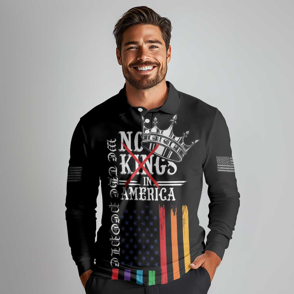No Kings In America LGBT Long Sleeve Polo Shirt We the People Say No - Wonder Print Shop