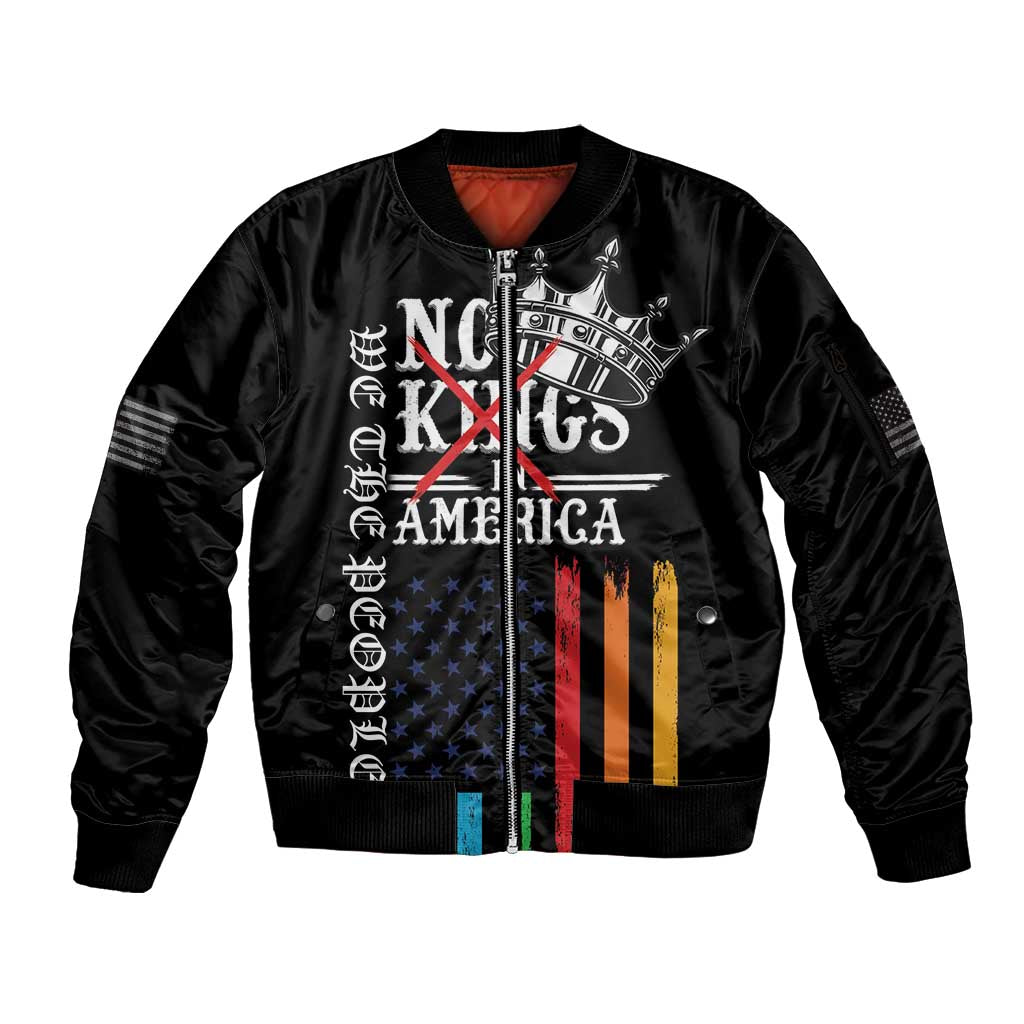 No Kings In America LGBT Sleeve Zip Bomber Jacket We the People Say No - Wonder Print Shop