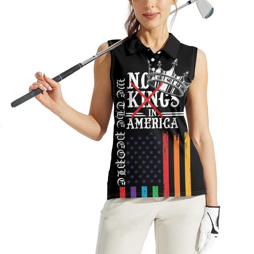 No Kings In America LGBT Women Sleeveless Polo Shirt We the People Say No - Wonder Print Shop