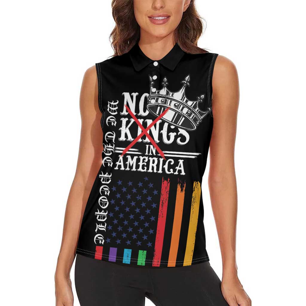 No Kings In America LGBT Women Sleeveless Polo Shirt We the People Say No - Wonder Print Shop
