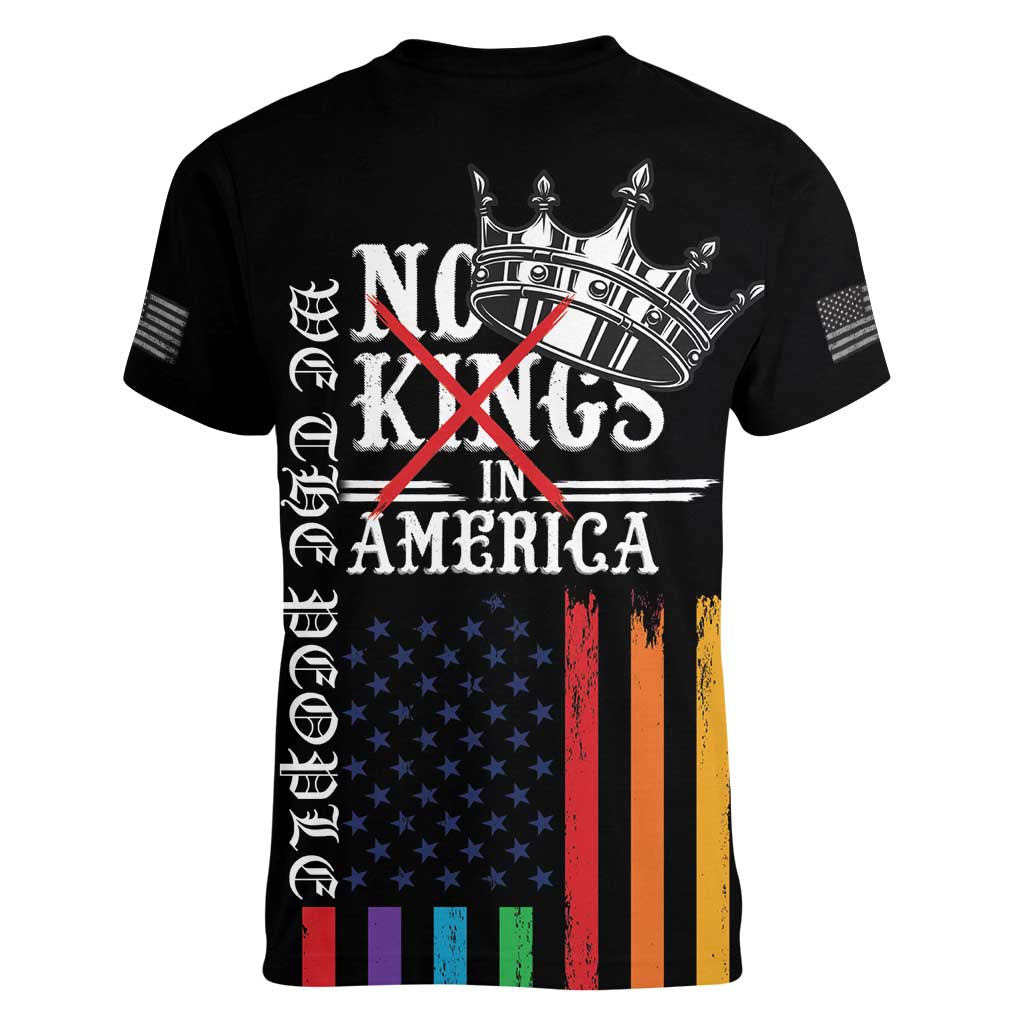 No Kings In America LGBT Women V-Neck T-Shirt We the People Say No - Wonder Print Shop