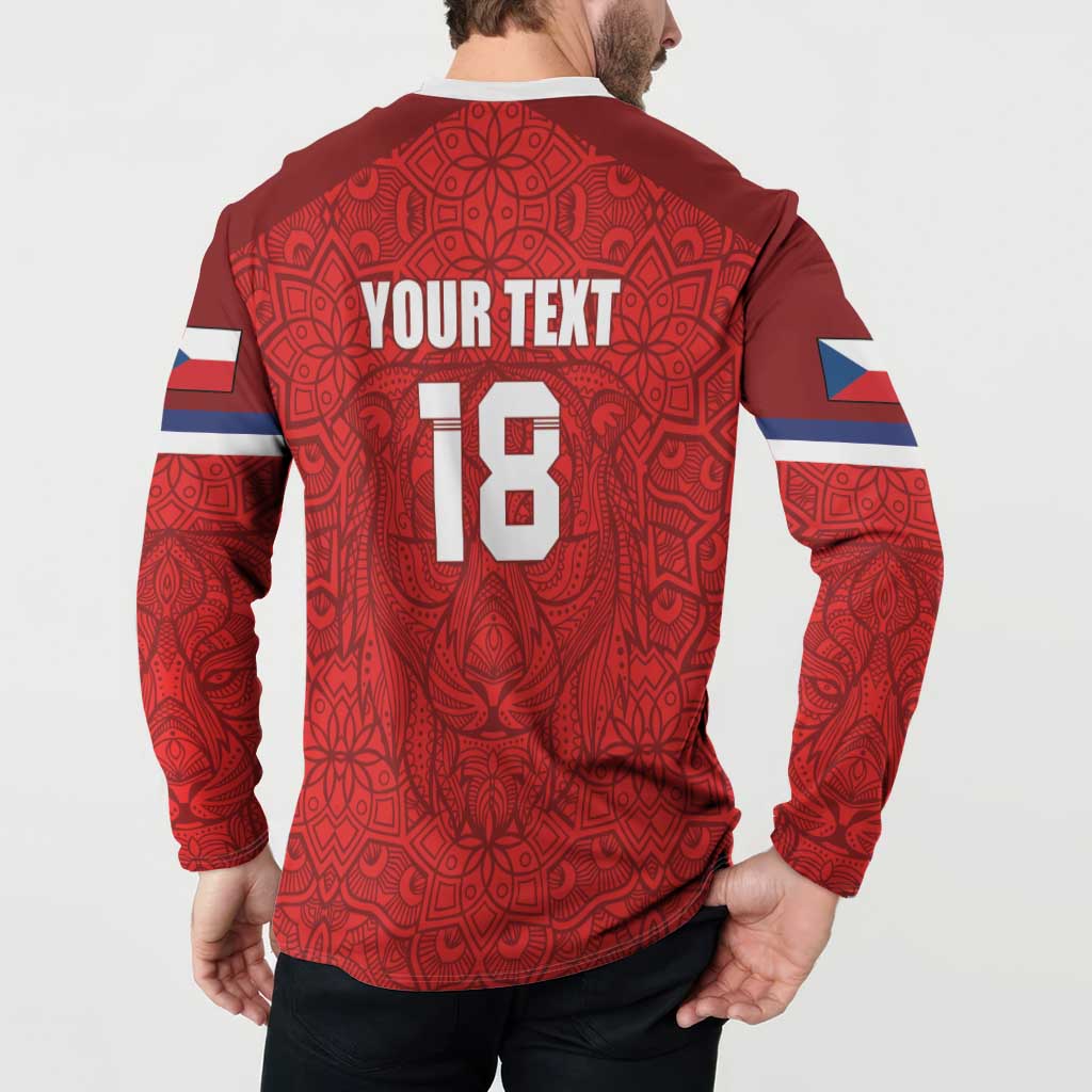 Custom Czech Republic Football Red Version Button Sweatshirt Go Champion Sporty Style LT18
