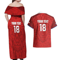 Custom Czech Republic Football Red Version Couples Matching Off Shoulder Maxi Dress and Hawaiian Shirt Go Champion Sporty Style LT18