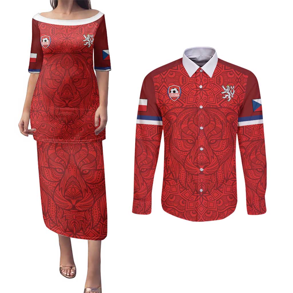 Custom Czech Republic Football Red Version Couples Matching Puletasi and Long Sleeve Button Shirt Go Champion Sporty Style LT18