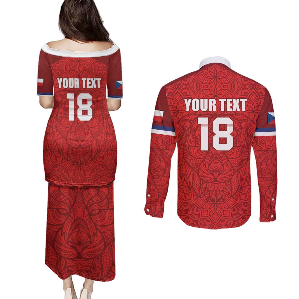 Custom Czech Republic Football Red Version Couples Matching Puletasi and Long Sleeve Button Shirt Go Champion Sporty Style LT18