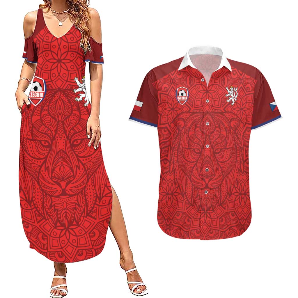 Custom Czech Republic Football Red Version Couples Matching Summer Maxi Dress and Hawaiian Shirt Go Champion Sporty Style LT18