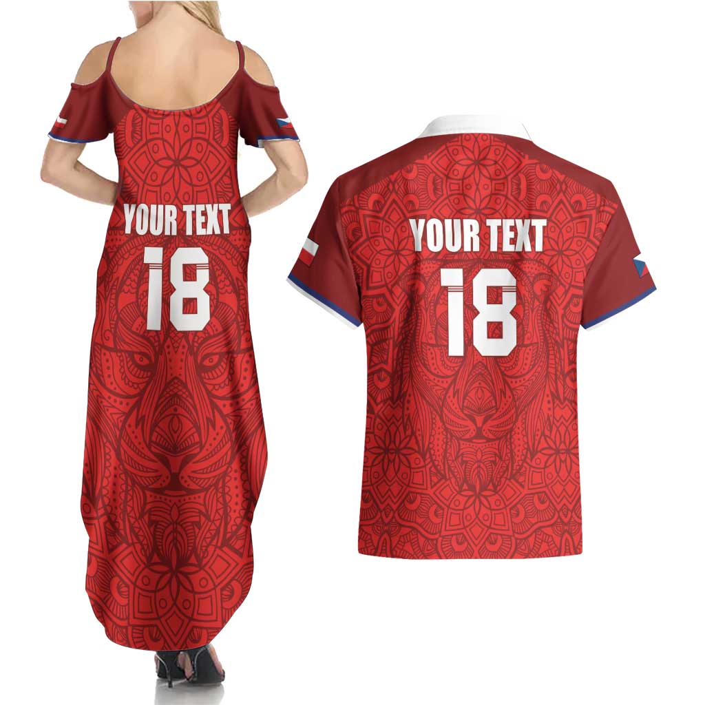 Custom Czech Republic Football Red Version Couples Matching Summer Maxi Dress and Hawaiian Shirt Go Champion Sporty Style LT18
