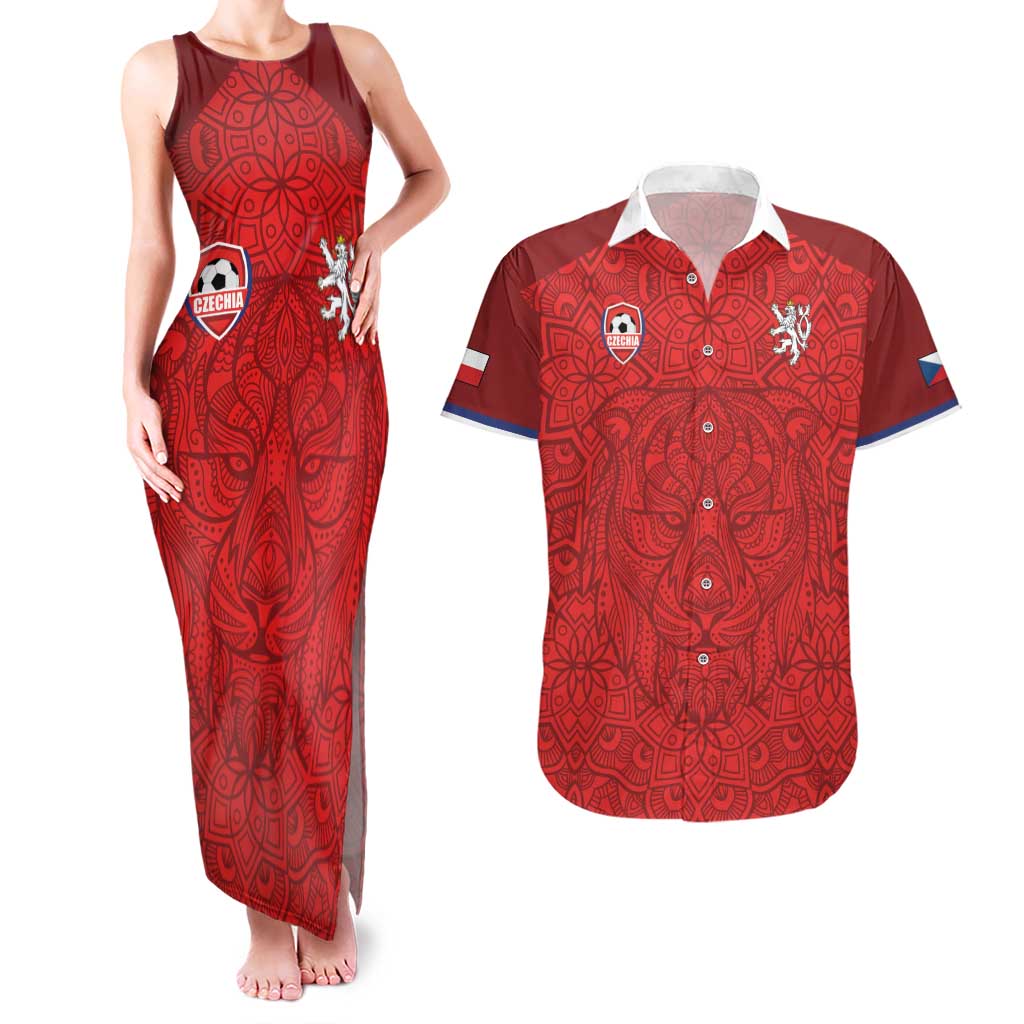 Custom Czech Republic Football Red Version Couples Matching Tank Maxi Dress and Hawaiian Shirt Go Champion Sporty Style LT18