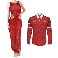 Custom Czech Republic Football Red Version Couples Matching Tank Maxi Dress and Long Sleeve Button Shirt Go Champion Sporty Style LT18