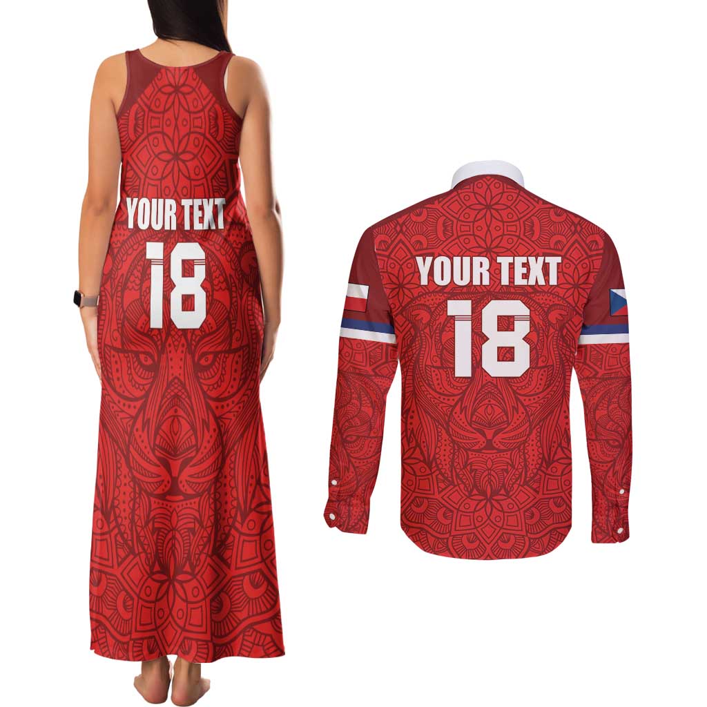 Custom Czech Republic Football Red Version Couples Matching Tank Maxi Dress and Long Sleeve Button Shirt Go Champion Sporty Style LT18