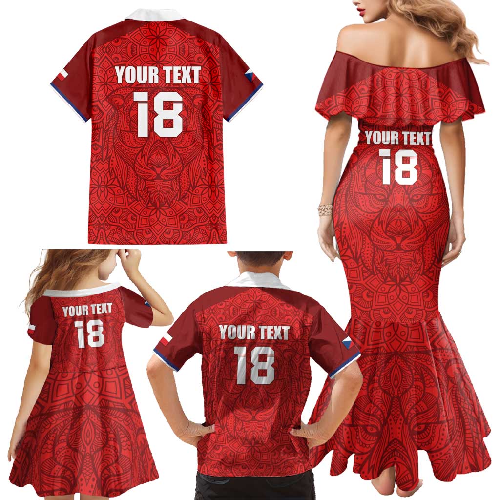Custom Czech Republic Football Red Version Family Matching Mermaid Dress and Hawaiian Shirt Go Champion Sporty Style LT18