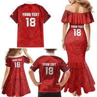 Custom Czech Republic Football Red Version Family Matching Mermaid Dress and Hawaiian Shirt Go Champion Sporty Style LT18