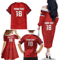 Custom Czech Republic Football Red Version Family Matching Off The Shoulder Long Sleeve Dress and Hawaiian Shirt Go Champion Sporty Style LT18