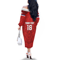 Custom Czech Republic Football Red Version Family Matching Off The Shoulder Long Sleeve Dress and Hawaiian Shirt Go Champion Sporty Style LT18