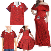 Custom Czech Republic Football Red Version Family Matching Off Shoulder Maxi Dress and Hawaiian Shirt Go Champion Sporty Style LT18