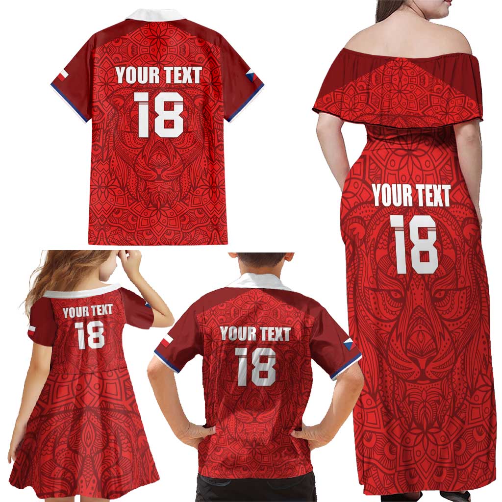 Custom Czech Republic Football Red Version Family Matching Off Shoulder Maxi Dress and Hawaiian Shirt Go Champion Sporty Style LT18