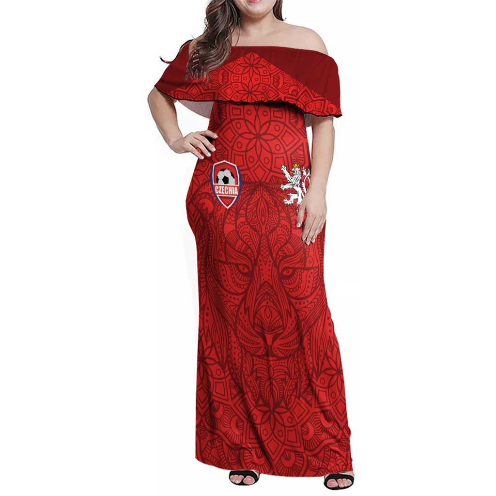 Custom Czech Republic Football Red Version Family Matching Off Shoulder Maxi Dress and Hawaiian Shirt Go Champion Sporty Style LT18
