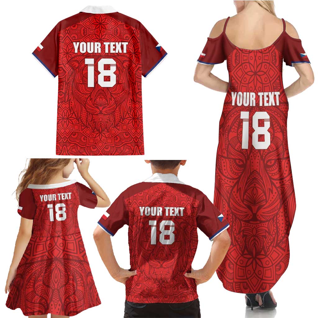 Custom Czech Republic Football Red Version Family Matching Summer Maxi Dress and Hawaiian Shirt Go Champion Sporty Style LT18