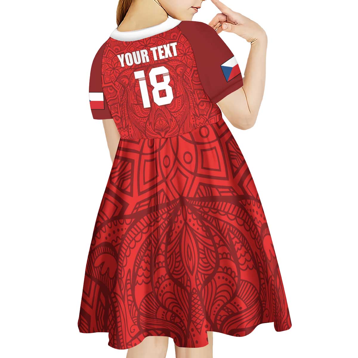 Custom Czech Republic Football Red Version Kid Short Sleeve Dress Go Champion Sporty Style LT18