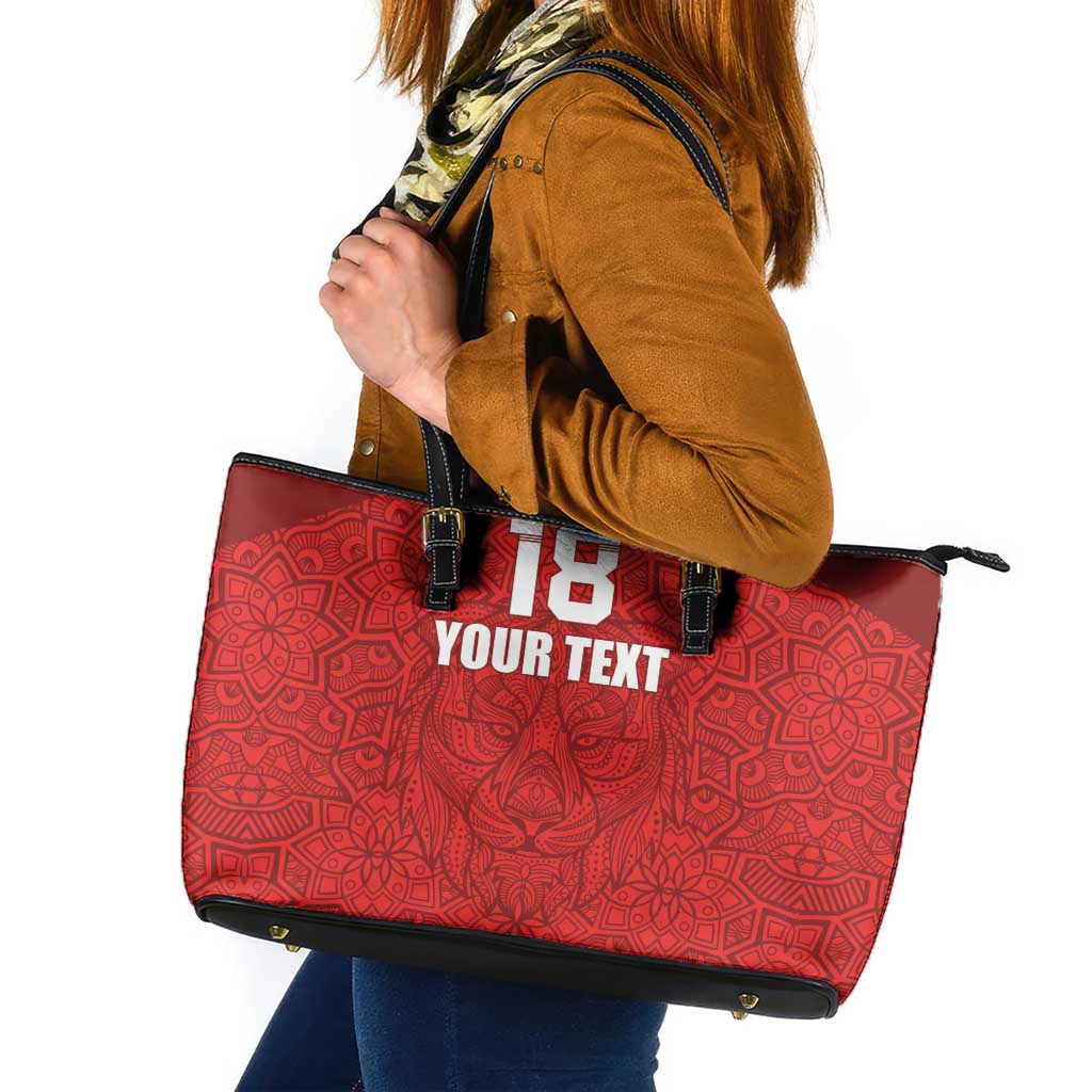 Custom Czech Republic Football Red Version Leather Tote Bag Go Champion Sporty Style LT18