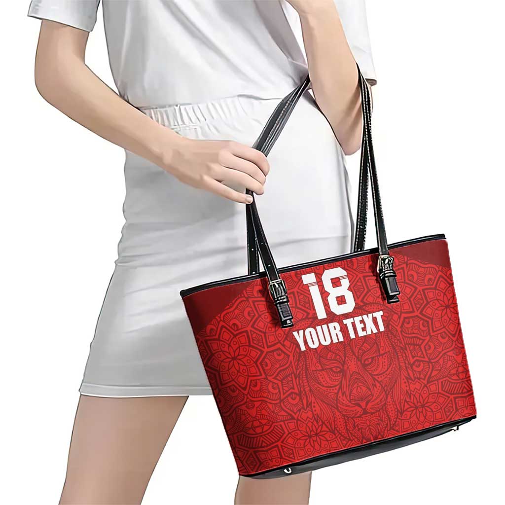 Custom Czech Republic Football Red Version Leather Tote Bag Go Champion Sporty Style LT18