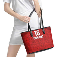 Custom Czech Republic Football Red Version Leather Tote Bag Go Champion Sporty Style LT18