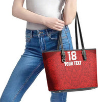 Custom Czech Republic Football Red Version Leather Tote Bag Go Champion Sporty Style LT18