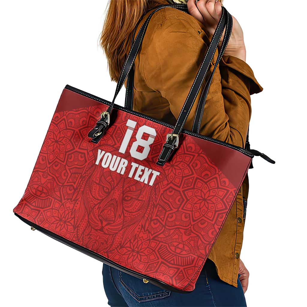 Custom Czech Republic Football Red Version Leather Tote Bag Go Champion Sporty Style LT18