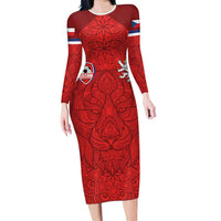 Custom Czech Republic Football Red Version Long Sleeve Bodycon Dress Go Champion Sporty Style LT18