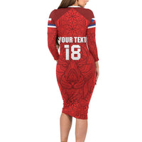Custom Czech Republic Football Red Version Long Sleeve Bodycon Dress Go Champion Sporty Style LT18