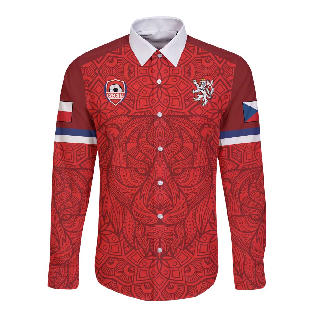 Custom Czech Republic Football Red Version Long Sleeve Button Shirt Go Champion Sporty Style LT18
