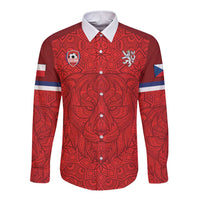 Custom Czech Republic Football Red Version Long Sleeve Button Shirt Go Champion Sporty Style LT18