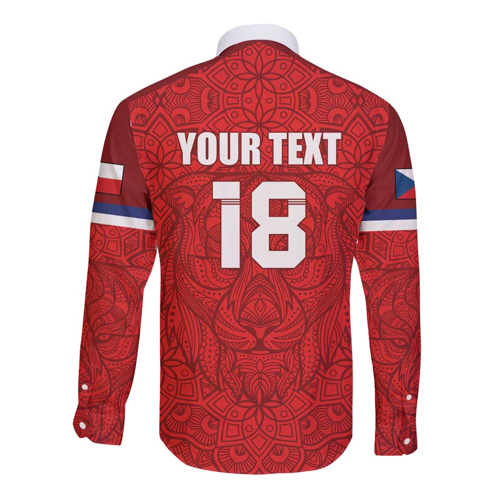 Custom Czech Republic Football Red Version Long Sleeve Button Shirt Go Champion Sporty Style LT18