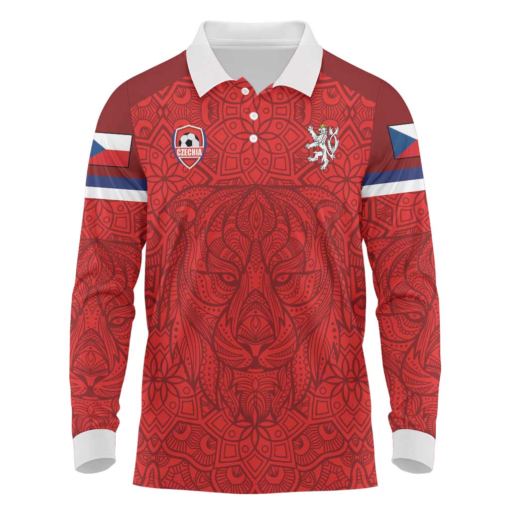 Custom Czech Republic Football Red Version Long Sleeve Polo Shirt Go Champion Sporty Style LT18