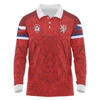 Custom Czech Republic Football Red Version Long Sleeve Polo Shirt Go Champion Sporty Style LT18