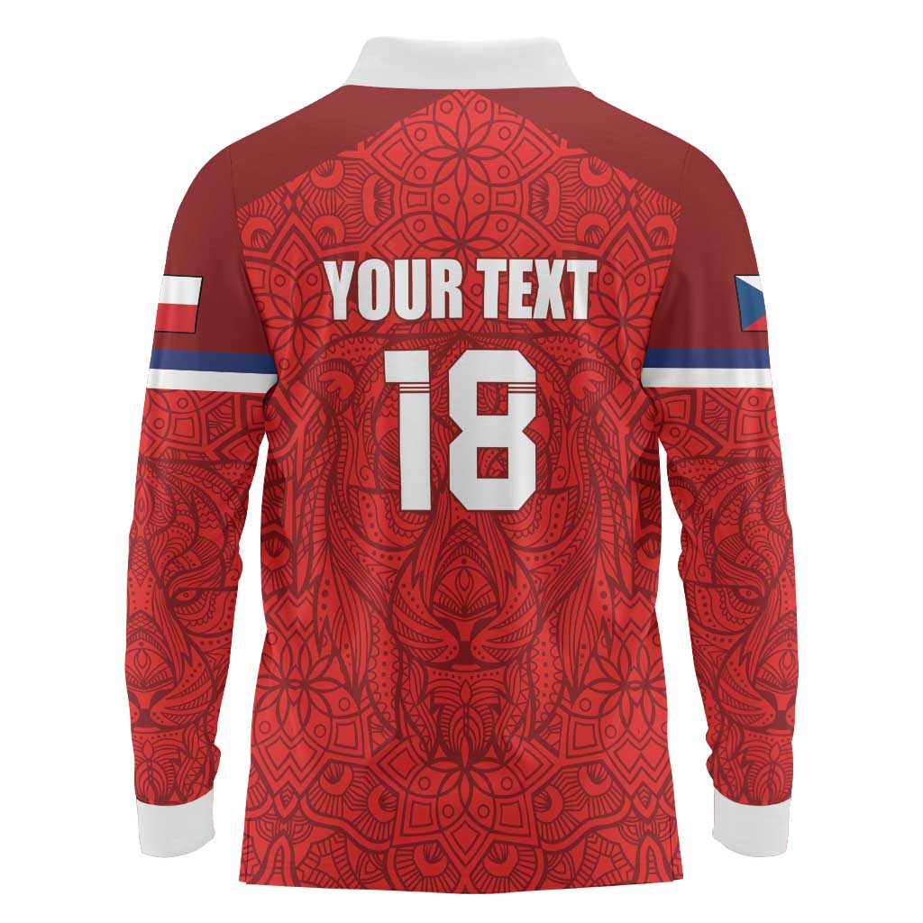 Custom Czech Republic Football Red Version Long Sleeve Polo Shirt Go Champion Sporty Style LT18