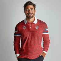 Custom Czech Republic Football Red Version Long Sleeve Polo Shirt Go Champion Sporty Style LT18