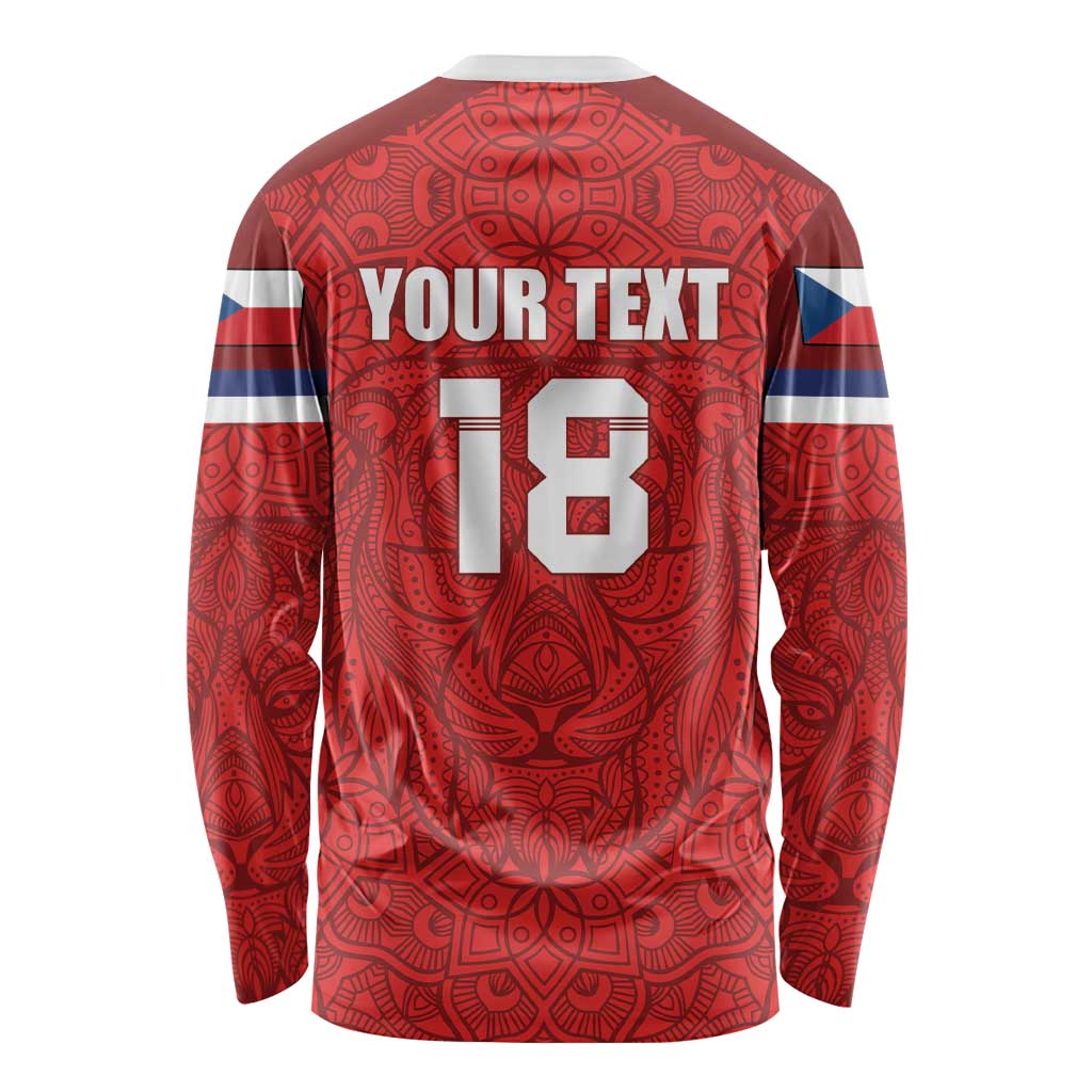 Custom Czech Republic Football Red Version Long Sleeve Shirt Go Champion Sporty Style LT18
